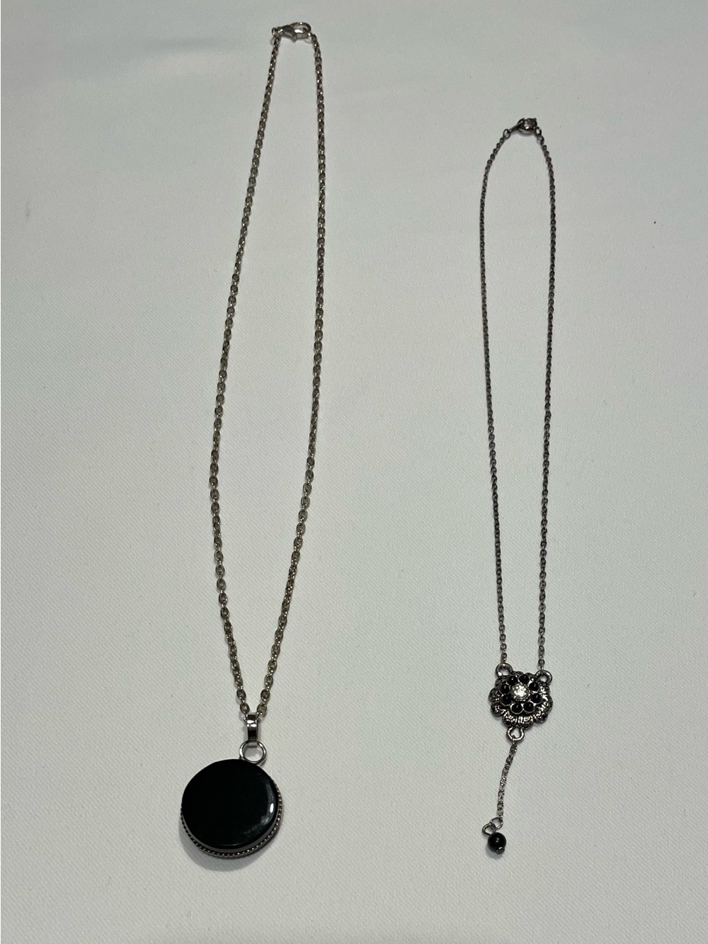 Ornate Gothic YLariat Necklace Minimalist Black Circle Pendant Whimsigoth Goth